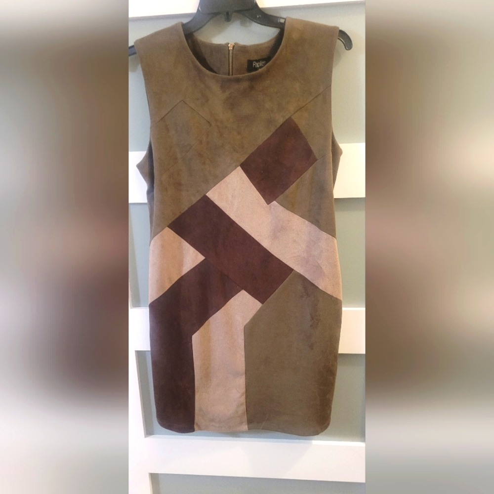 Mod Suede Mini Dress Zara Papillion Colorblock 70s y2k nwot